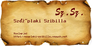 Széplaki Szibilla névjegykártya